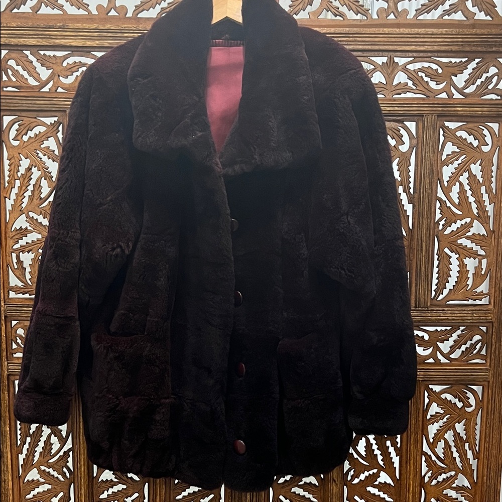 Vintage OPOSSUM FUR DYED BURGUNDY JACKET
